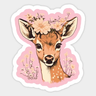 Deer and flowers Sticker